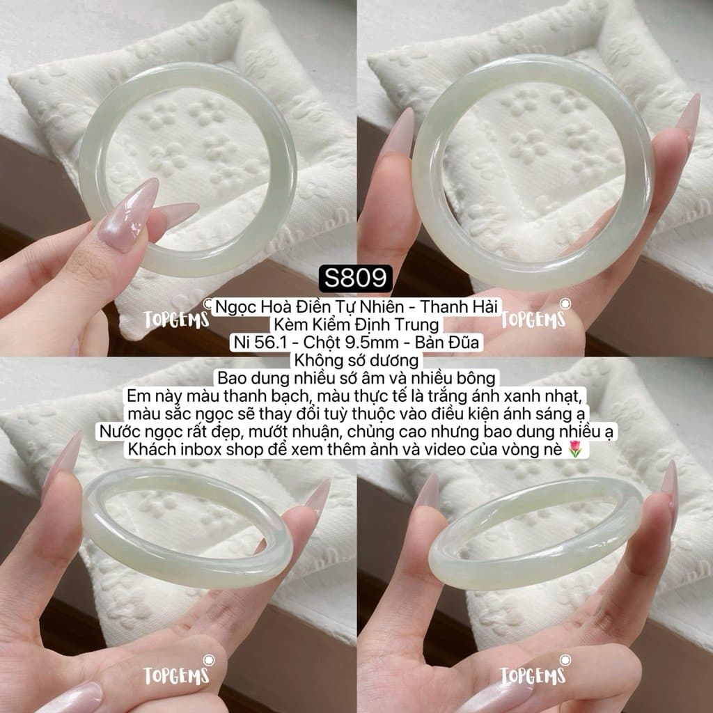 [TỔNG HỢP VÒNG DINGDANG] Vòng Bản Ngọc Hoà Điền Tự Nhiên Kèm Kiểm Định TOPGEMS - Có Ship Hoả Tốc - Tặng Kèm Hộp
