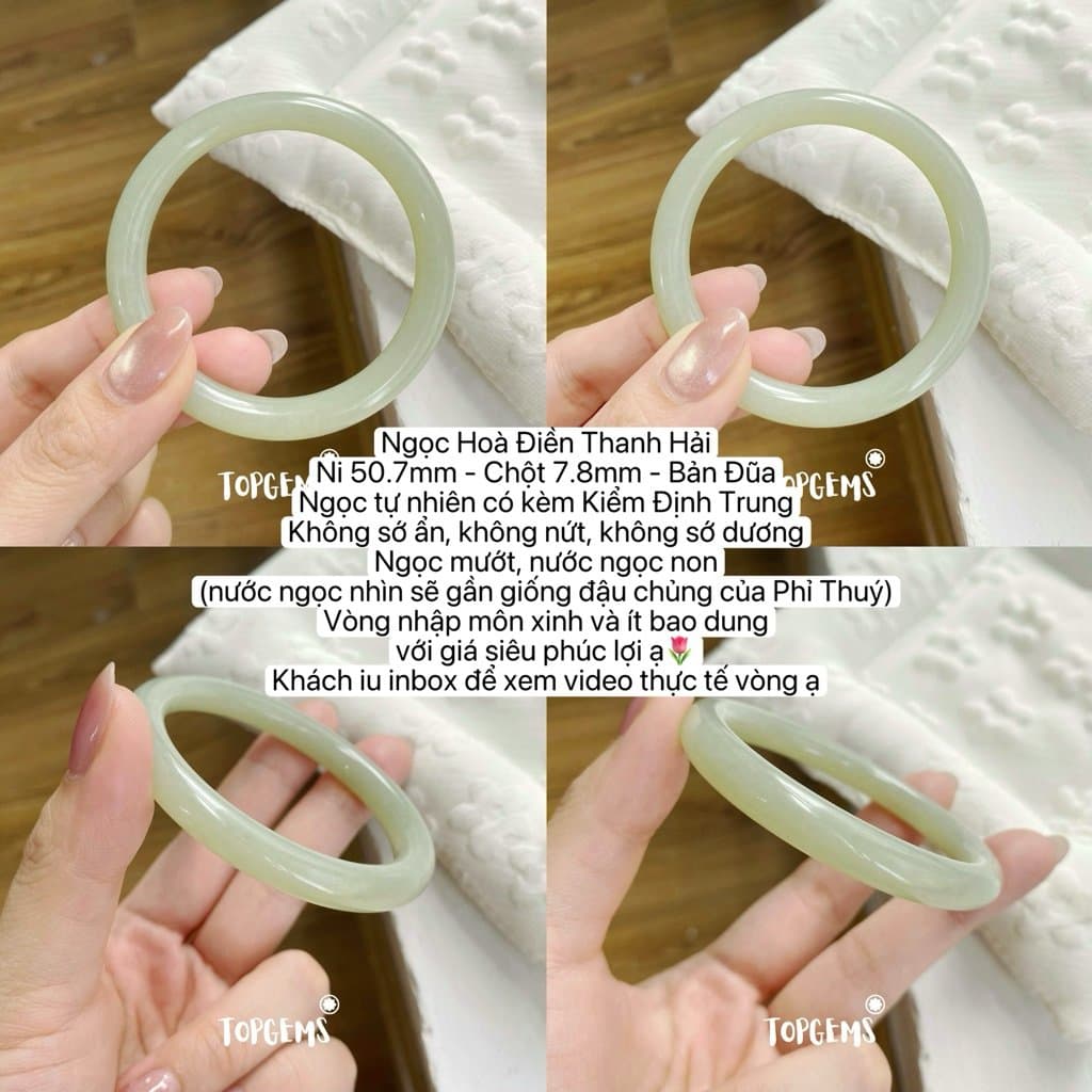 Tổng Hợp Vòng Bản Ngọc Hoà Điền Tự Nhiên TOPGEMS Vòng Nhập Môn Phúc Lợi Vòng Bản Hẹ Vòng Bản Đũa Ngọc Hoà Điền Tự Nhiên S319 - Ảnh bìa
