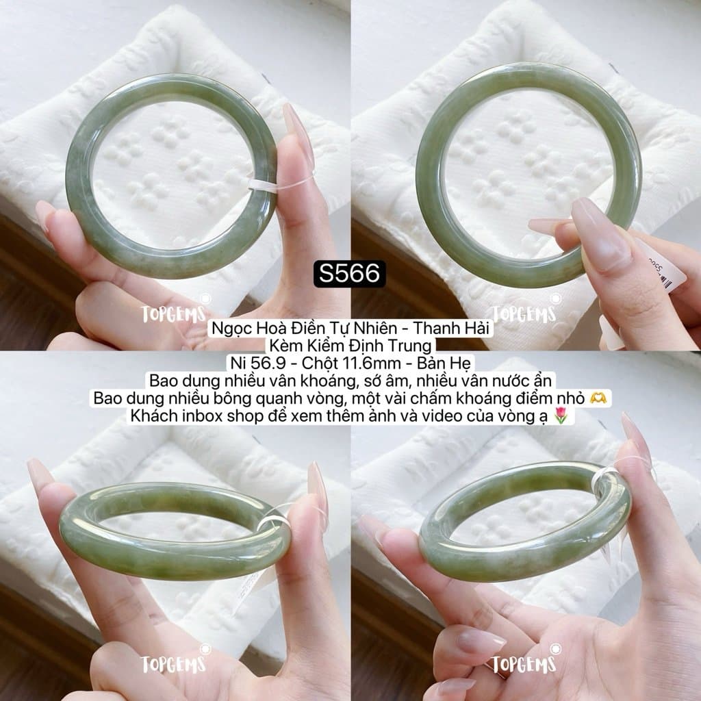 [TỔNG HỢP VÒNG DINGDANG] Vòng Bản Ngọc Hoà Điền Tự Nhiên Kèm Kiểm Định TOPGEMS - Có Ship Hoả Tốc - Tặng Kèm Hộp