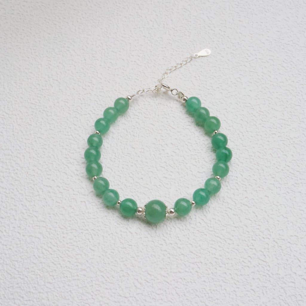 [TẶNG KÈM HỘP] Chuỗi Vòng Tay Ngọc Đông Linh Đá Aventurine Xanh Lá 6 Li Tự Nhiên Mix Bạc 925 TOPGEMS