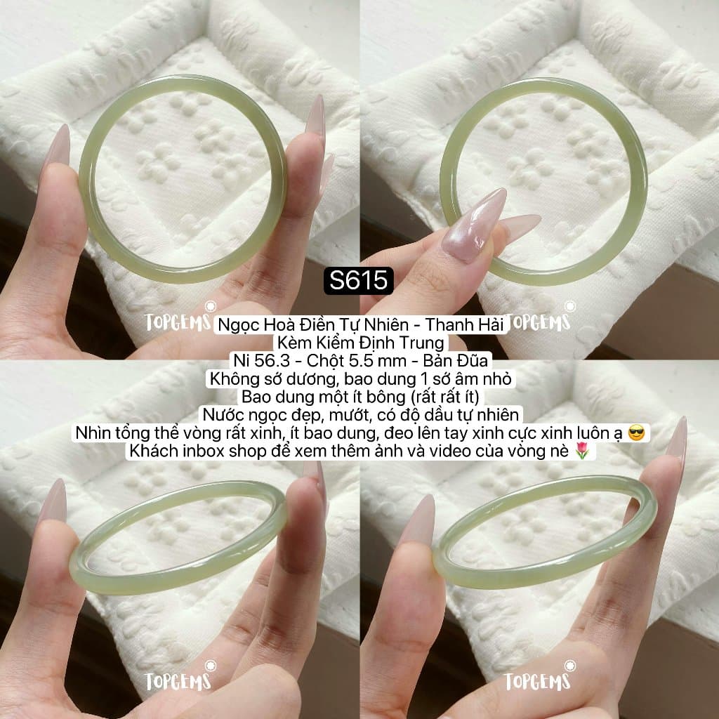 Tổng Hợp Vòng Bản Ngọc Hoà Điền Tự Nhiên TOPGEMS Vòng Nhập Môn Phúc Lợi Vòng Bản Hẹ Vòng Bản Đũa Ngọc Hoà Điền Tự Nhiên S615 - Ảnh bìa