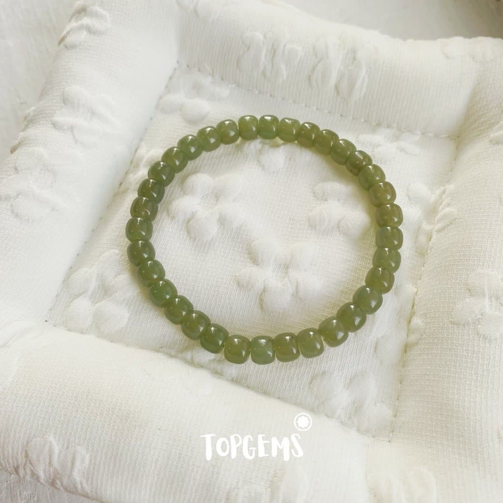 Vòng Tay Ngọc Hoà Điền Tự Nhiên Vòng Nhập Môn Phúc Lợi 6 li đến 12 li TOPGEMS [SHIP HOẢ TỐC] - TẶNG KÈM HỘP V852 - Ảnh bìa