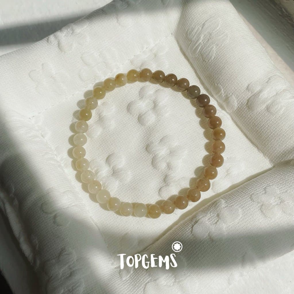 Vòng Chuỗi Mật Ngọc Hoà Điền Tự Nhiên 6 Li Màu Mật Ombre Chuyển Màu TOPGEMS - [SHIP HOẢ TỐC] V956 - Ảnh bìa