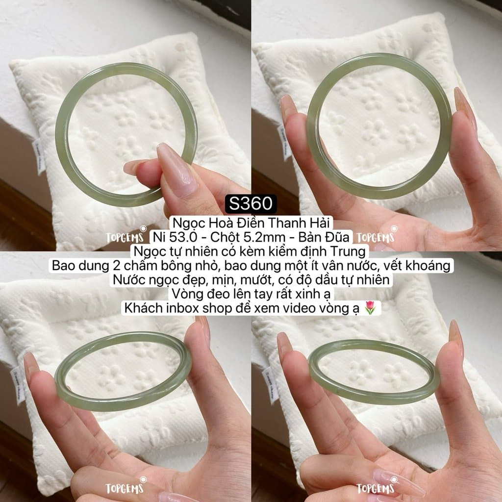 Tổng Hợp Vòng Bản Ngọc Hoà Điền Tự Nhiên TOPGEMS Vòng Nhập Môn Phúc Lợi Vòng Bản Hẹ Vòng Bản Đũa Ngọc Hoà Điền Tự Nhiên S360 - Ảnh bìa