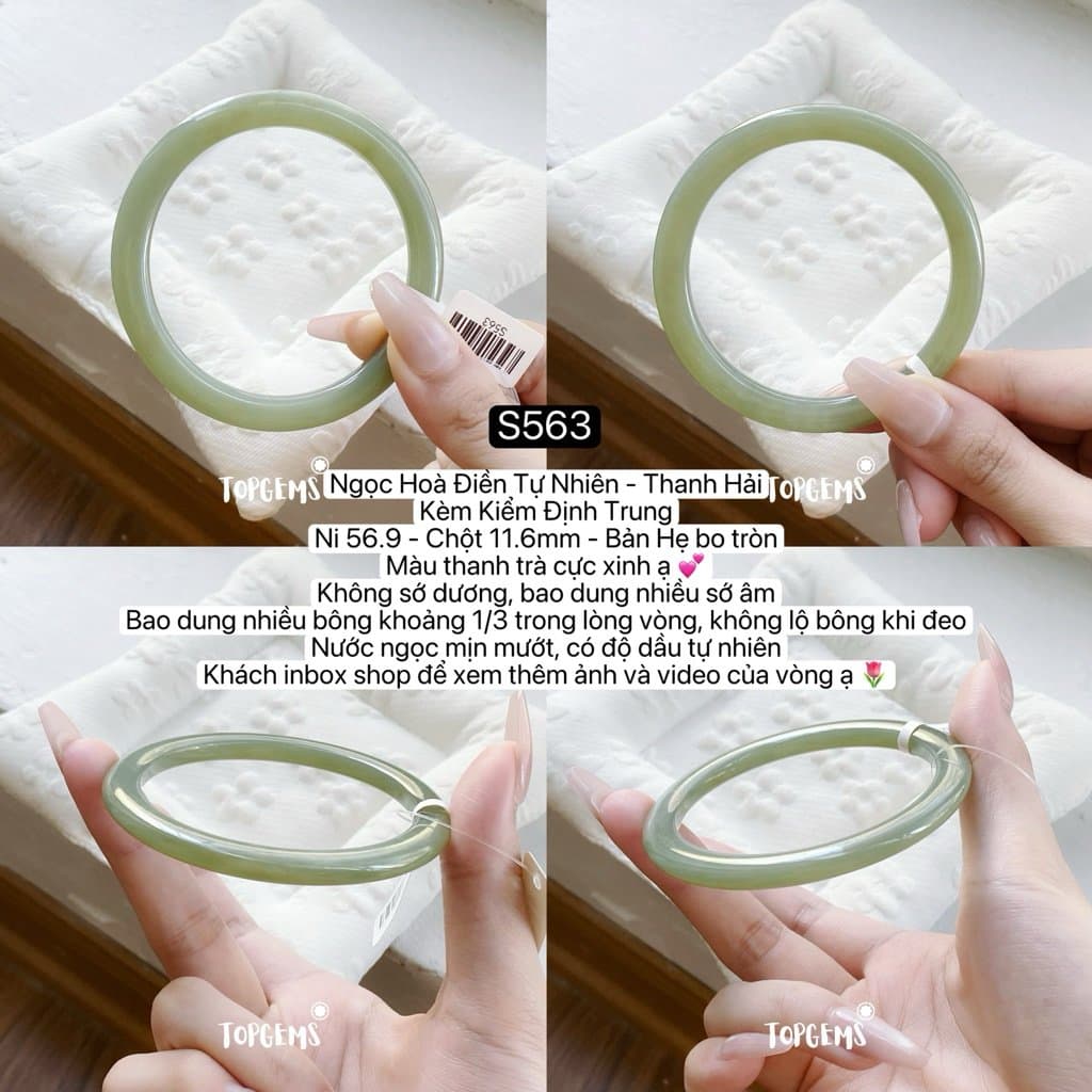 [TỔNG HỢP VÒNG DINGDANG] Vòng Bản Ngọc Hoà Điền Tự Nhiên Kèm Kiểm Định TOPGEMS - Có Ship Hoả Tốc - Tặng Kèm Hộp S563 - Ảnh bìa