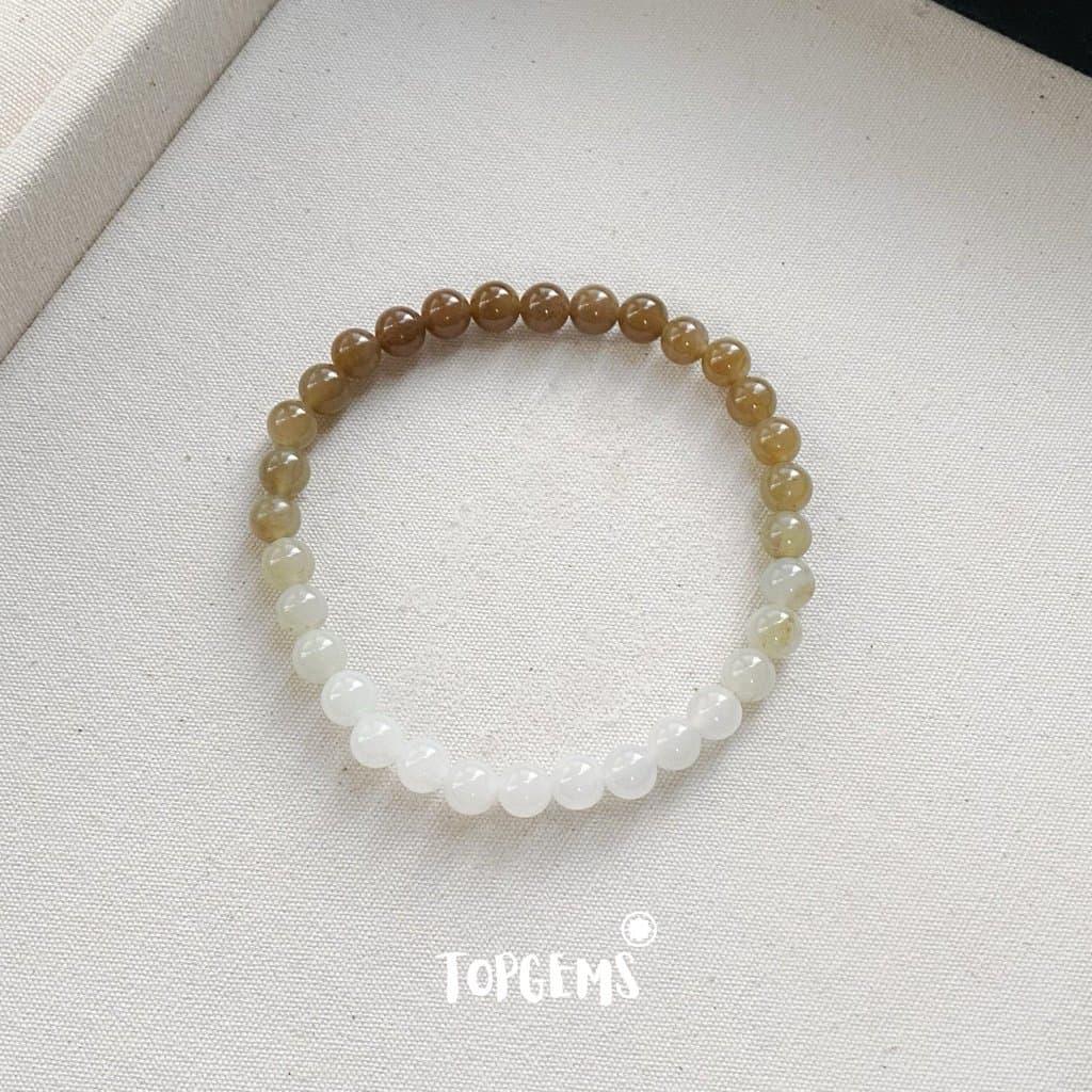Vòng Chuỗi Mật Ngọc Hoà Điền Tự Nhiên 6 Li Màu Mật Ombre Chuyển Màu TOPGEMS - [SHIP HOẢ TỐC]