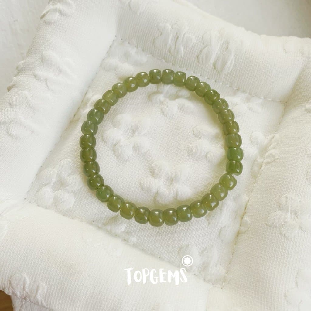 Vòng Tay Ngọc Hoà Điền Tự Nhiên Vòng Nhập Môn Phúc Lợi 6 li đến 12 li TOPGEMS [SHIP HOẢ TỐC] - TẶNG KÈM HỘP V855 - Ảnh bìa