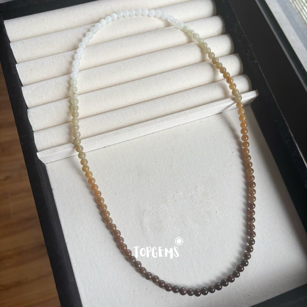 Vòng Chuỗi Mật Ngọc Hoà Điền Tự Nhiên 6 Li Màu Mật Ombre Chuyển Màu TOPGEMS - [SHIP HOẢ TỐC] 108M3 - Ảnh bìa