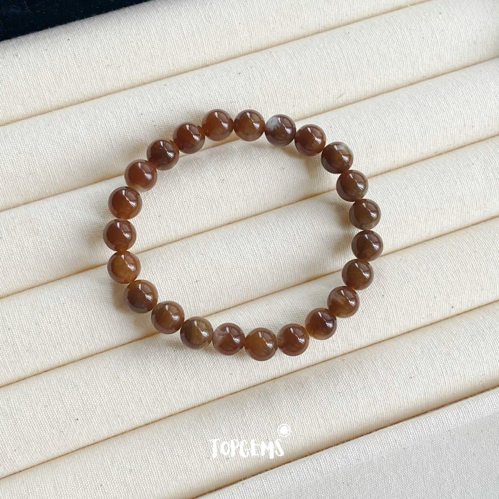 Vòng Tay Chuỗi Mật Ngọc Hoà Điền Tự Nhiên 8 Li TOPGEMS - SHIP HOẢ TỐC TẶNG KÈM HỘP VA019 - Ảnh bìa