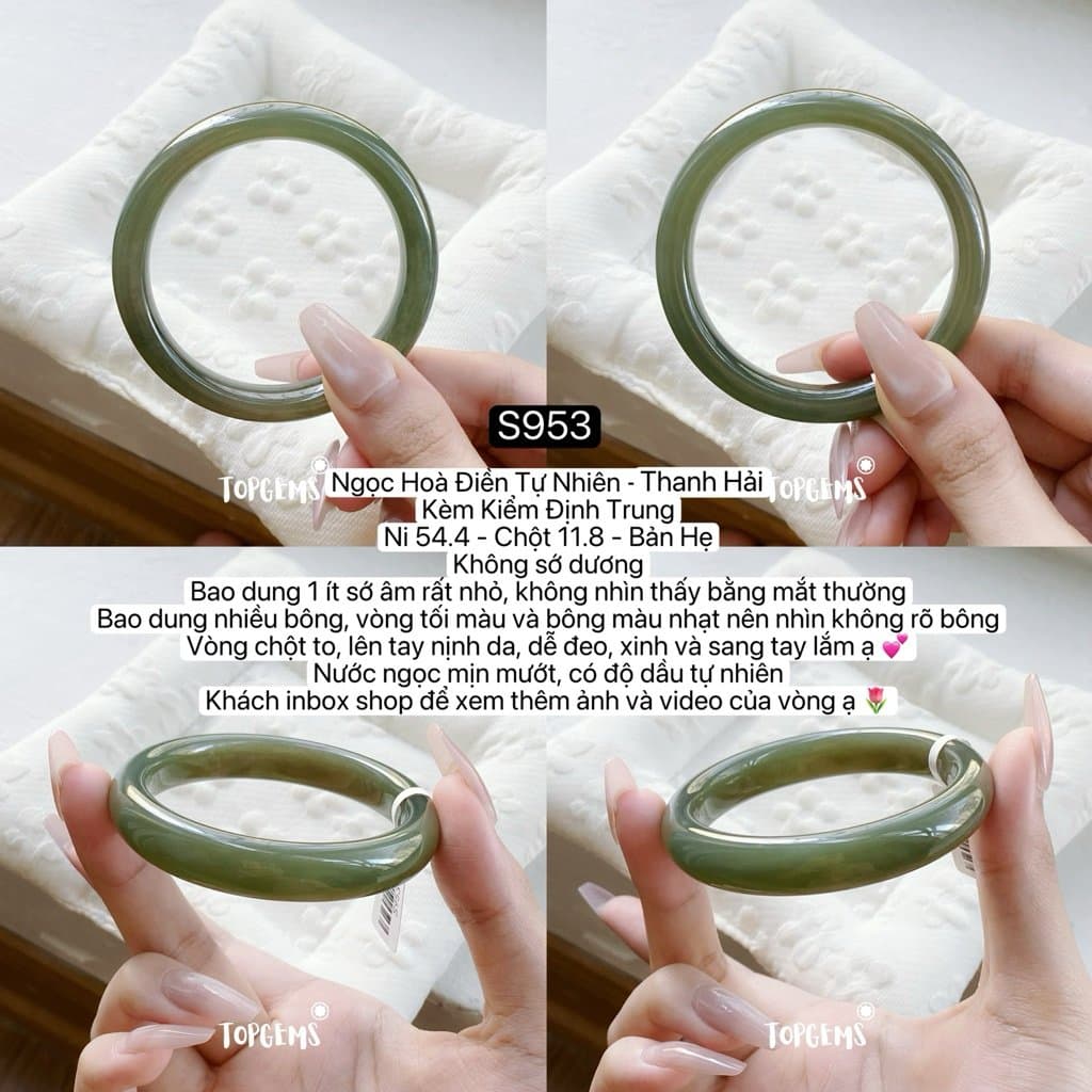 [TỔNG HỢP VÒNG DINGDANG] Vòng Bản Ngọc Hoà Điền Tự Nhiên Kèm Kiểm Định TOPGEMS - Có Ship Hoả Tốc - Tặng Kèm Hộp