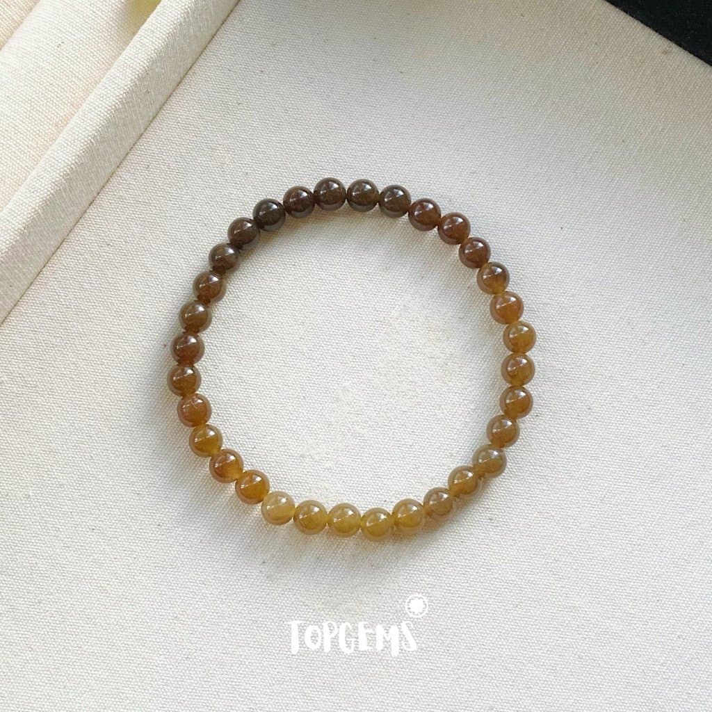 Vòng Chuỗi Mật Ngọc Hoà Điền Tự Nhiên 6 Li Màu Mật Ombre Chuyển Màu TOPGEMS - [SHIP HOẢ TỐC]