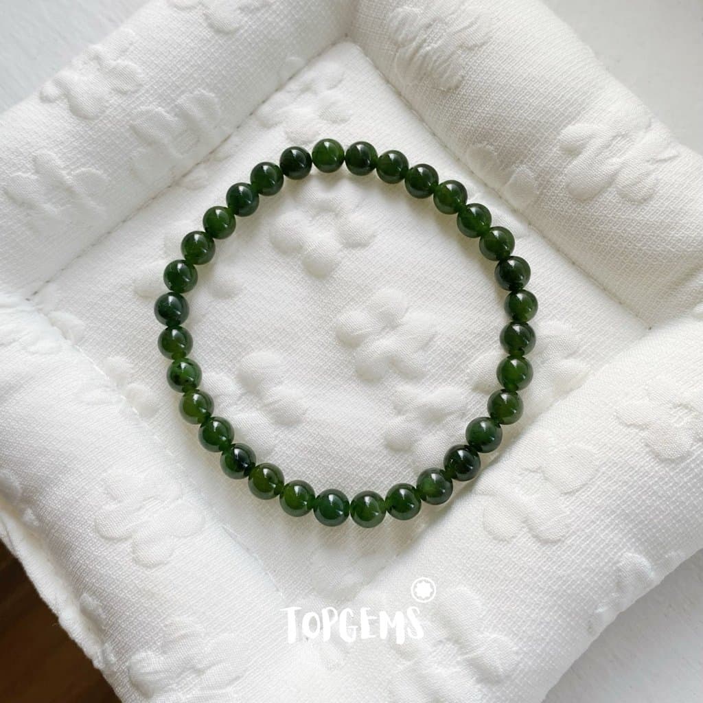 Vòng Chuỗi Ngọc Hoà Điền Tự Nhiên Ngọc Bích 6mm Khoáng Già Hàng Đẹp Nước Ngọc Trong TOPGEMS - SHIP HOẢ TỐC TẶNG KÈM HỘP VA002 - Ảnh bìa