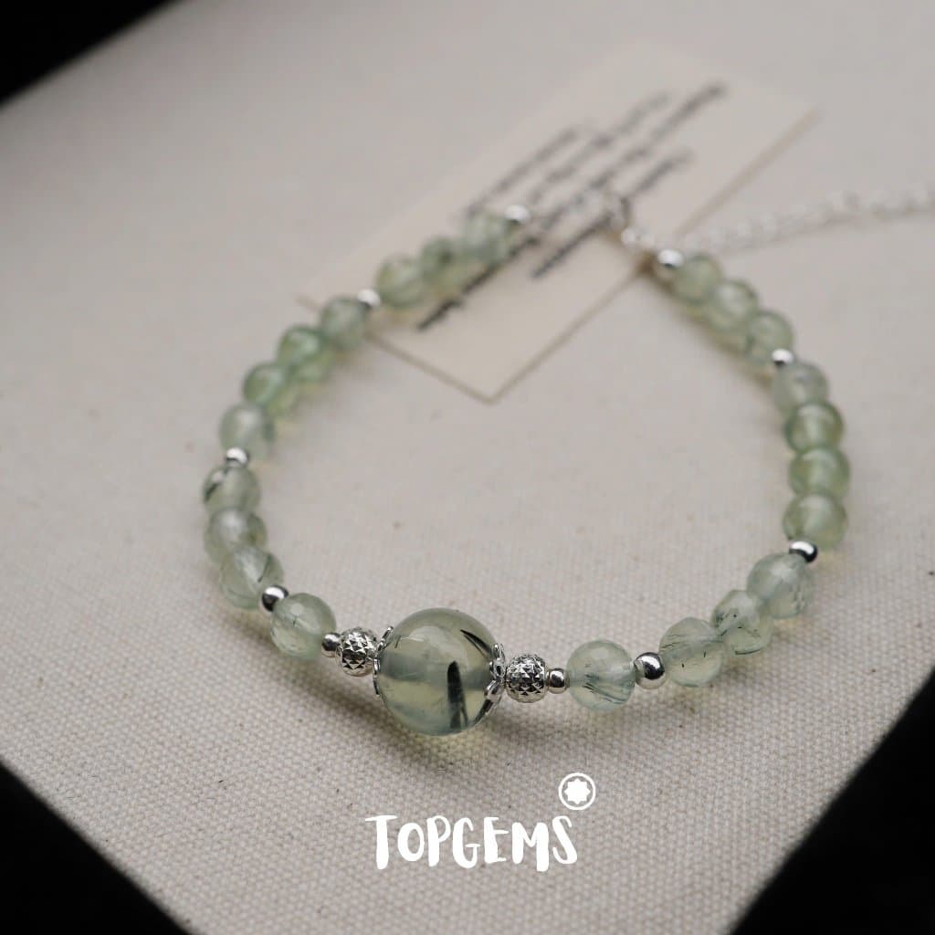 [TẶNG KÈM HỘP] Chuỗi Vòng Tay Đá Prehnite Thạch Anh Xanh Lá Tự Nhiên Mix Bạc 925 TOPGEMS V638B - Ảnh bìa