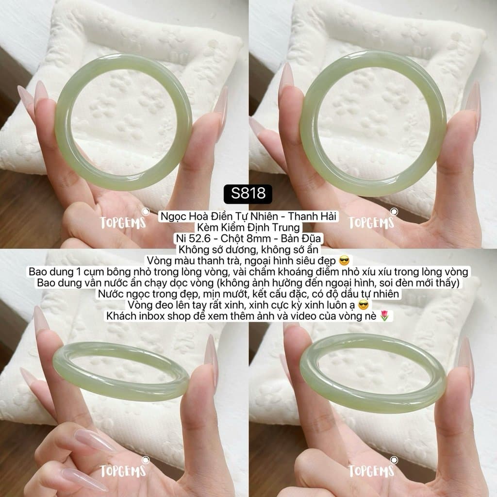 Tổng Hợp Vòng Bản Ngọc Hoà Điền Tự Nhiên Hàng Đẹp TOPGEMS Vòng Bản Đũa Vòng Bản Hẹ Vòng Dingdang S818 - Ảnh bìa