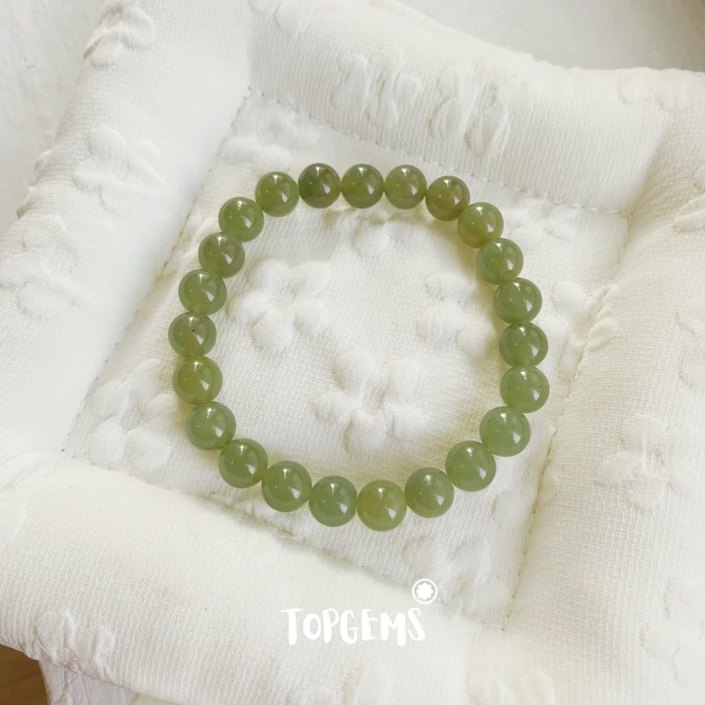 Vòng Tay Ngọc Hoà Điền Tự Nhiên Vòng Nhập Môn Phúc Lợi 6 li đến 12 li TOPGEMS [SHIP HOẢ TỐC] - TẶNG KÈM HỘP V858 - Ảnh bìa