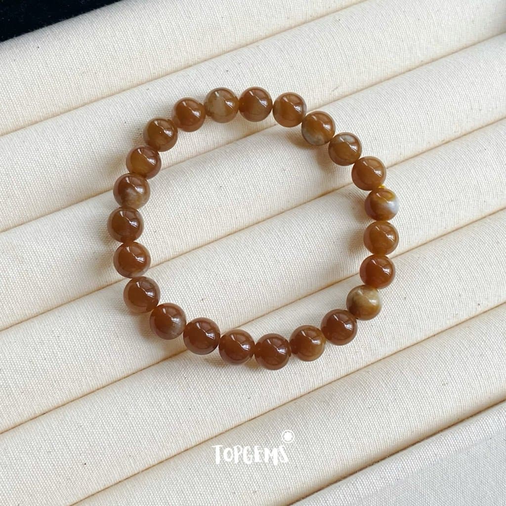 Vòng Tay Chuỗi Mật Ngọc Hoà Điền Tự Nhiên 8 Li TOPGEMS - SHIP HOẢ TỐC TẶNG KÈM HỘP