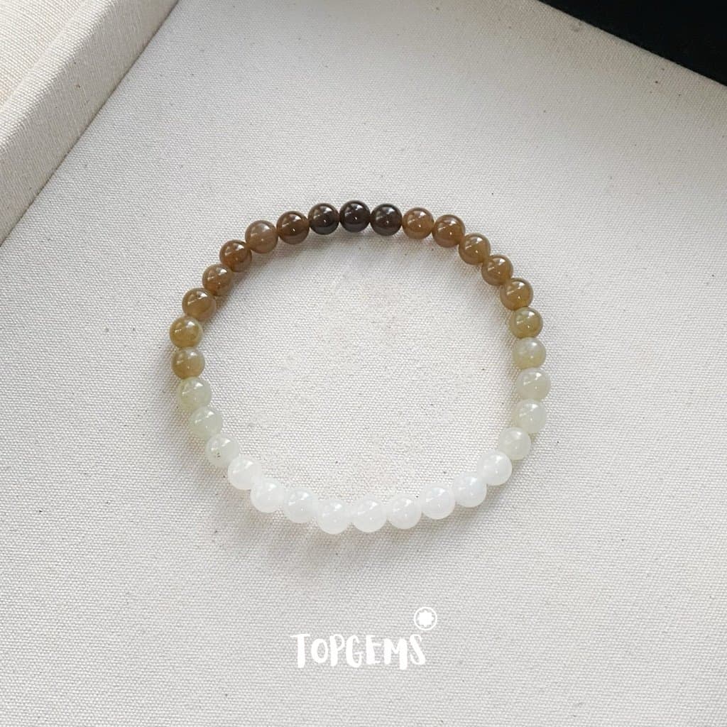 Vòng Chuỗi Mật Ngọc Hoà Điền Tự Nhiên 6 Li Màu Mật Ombre Chuyển Màu TOPGEMS - [SHIP HOẢ TỐC]