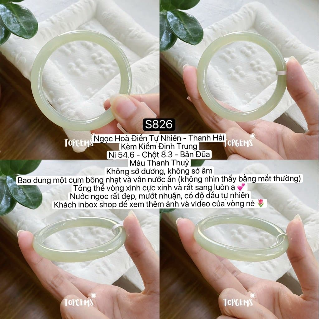 Tổng Hợp Vòng Bản Ngọc Hoà Điền Tự Nhiên Hàng Đẹp TOPGEMS Vòng Bản Đũa Vòng Bản Hẹ Vòng Dingdang S826 - Ảnh bìa