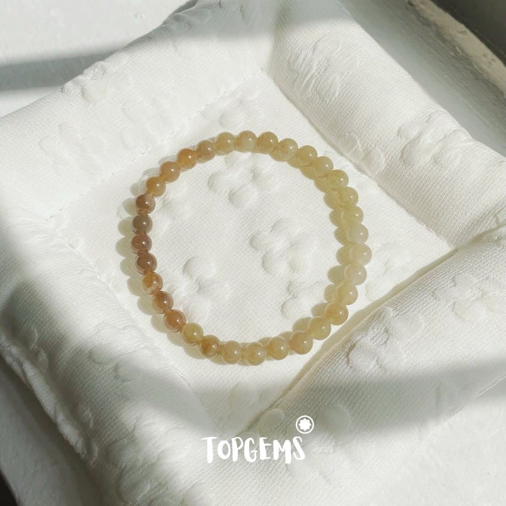 Vòng Chuỗi Mật Ngọc Hoà Điền Tự Nhiên 6 Li Màu Mật Ombre Chuyển Màu TOPGEMS - [SHIP HOẢ TỐC] V938 - Ảnh bìa