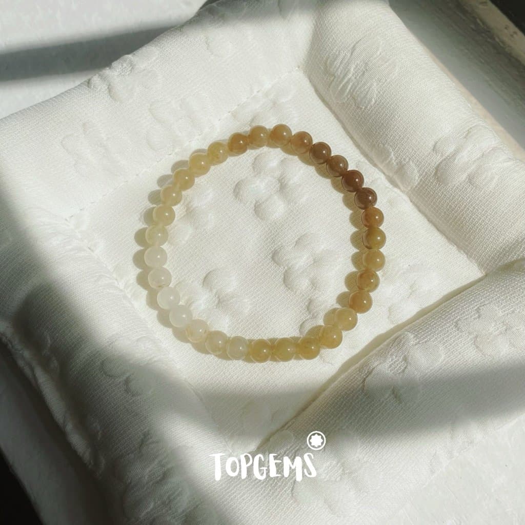 Vòng Chuỗi Mật Ngọc Hoà Điền Tự Nhiên 6 Li Màu Mật Ombre Chuyển Màu TOPGEMS - [SHIP HOẢ TỐC] V953 - Ảnh bìa