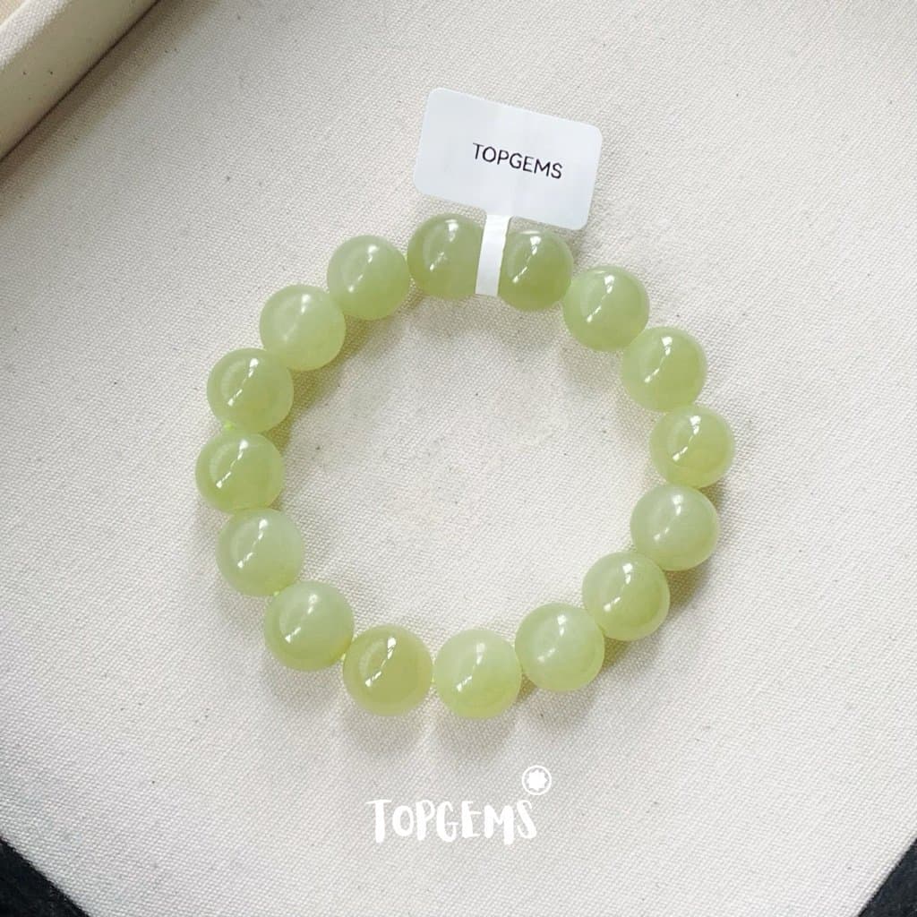 [HOẢ TỐC] Vòng Chuỗi Ngọc Hoà Điền Hoàng Khẩu Khoáng Già Tự Nhiên 12 Li TOPGEMS Kèm Kiểm Định Trung VA230 - Ảnh bìa