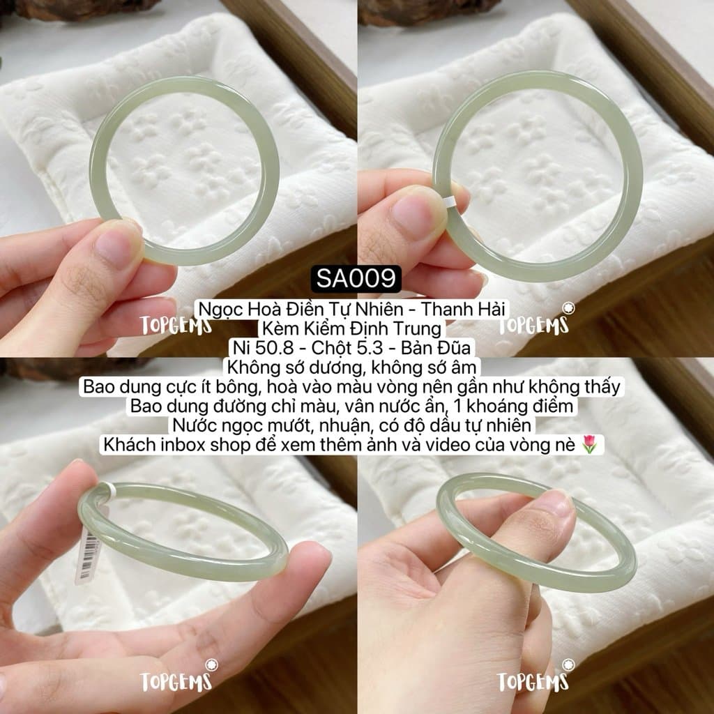 [TỔNG HỢP VÒNG BẢN] Ngọc Hoà Điền Tự Nhiên Kèm Kiểm Định TOPGEMS - Có Ship Hoả Tốc - Tặng Kèm Hộp SA009 - Ảnh bìa