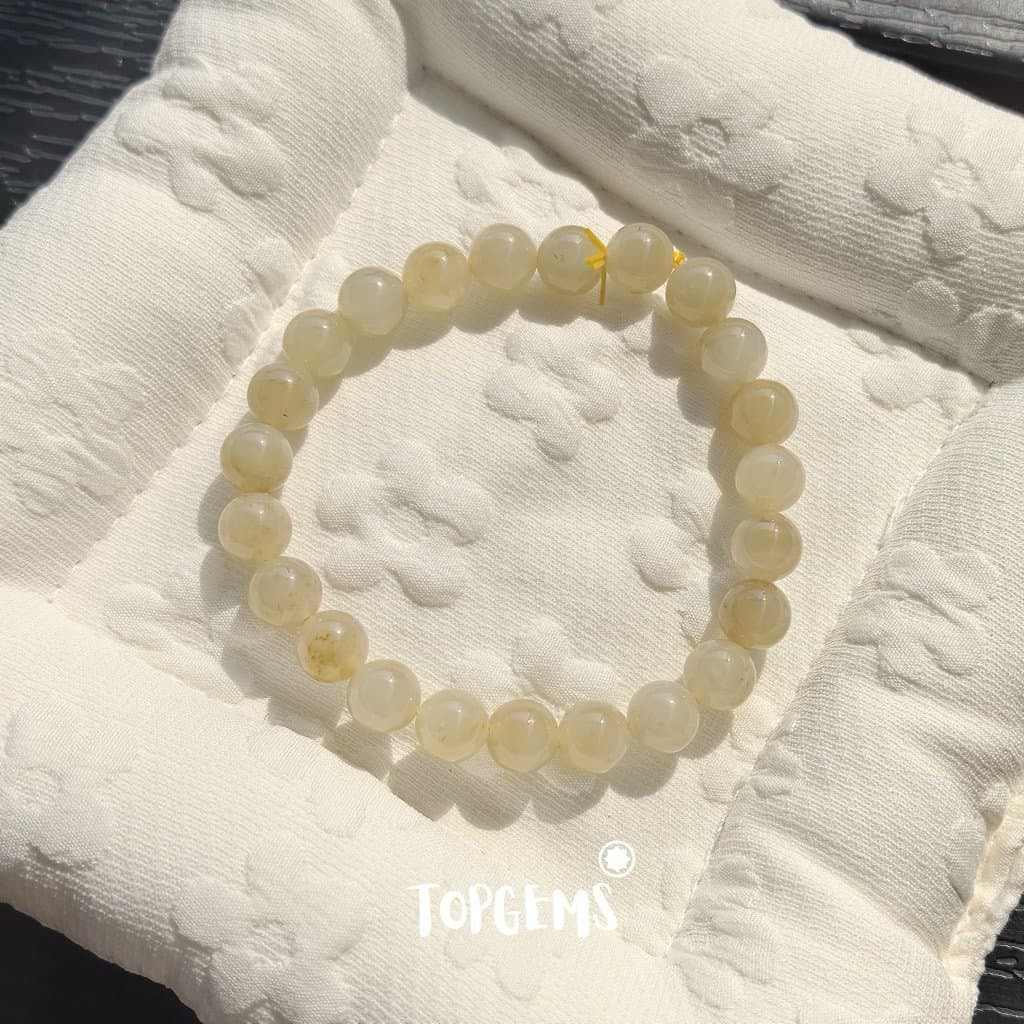 Vòng Tay Ngọc Hoà Điền Tự Nhiên Vòng Nhập Môn Phúc Lợi 6 li đến 12 li TOPGEMS [SHIP HOẢ TỐC] - TẶNG KÈM HỘP V838 - Ảnh bìa