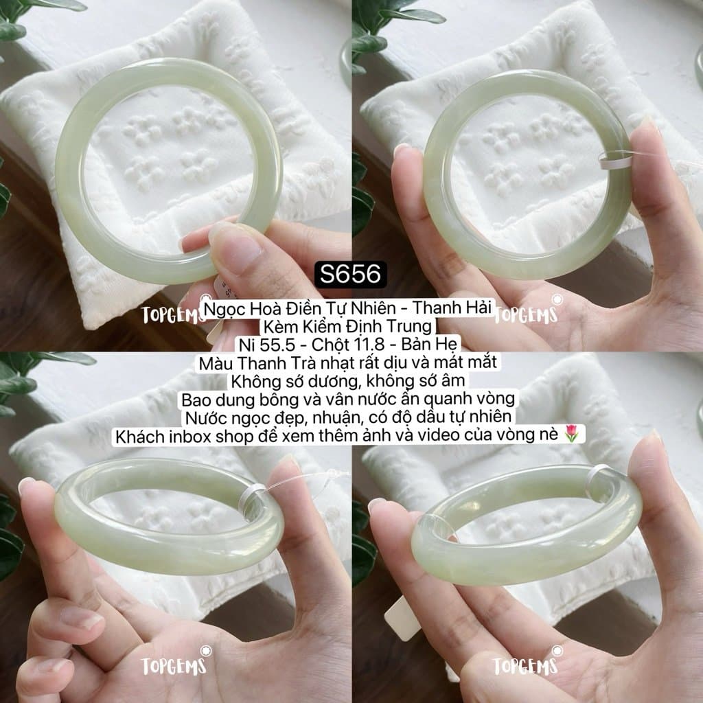 [TỔNG HỢP VÒNG BẢN] Ngọc Hoà Điền Tự Nhiên Kèm Kiểm Định TOPGEMS - Có Ship Hoả Tốc - Tặng Kèm Hộp S656 - Ảnh bìa