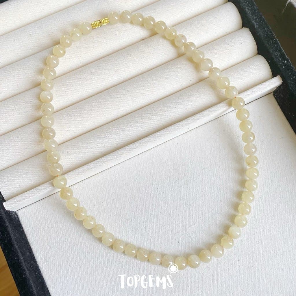 Vòng Tay Chuỗi Mật Ngọc Hoà Điền Tự Nhiên 8 Li TOPGEMS - SHIP HOẢ TỐC TẶNG KÈM HỘP N006 - Ảnh bìa