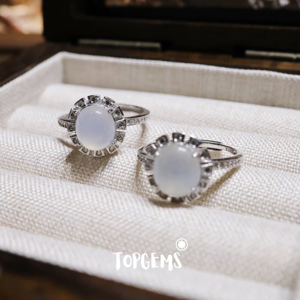 Nhẫn Bạc 925 Nữ Đính Ngọc Phỉ Thuý Loại A Tự Nhiên Dòng Nếp Băng TOPGEMS F316 - Ảnh bìa