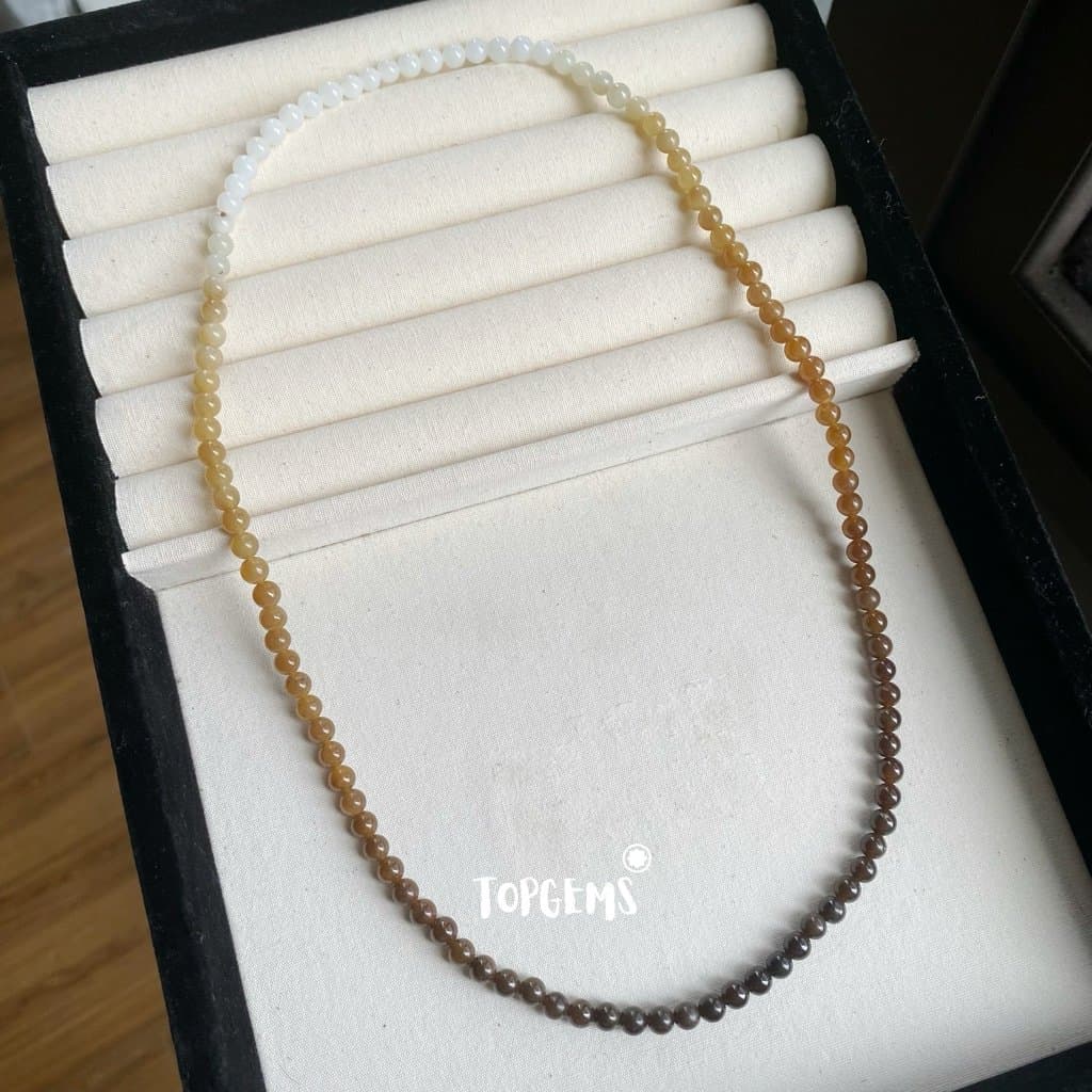 Vòng Chuỗi Mật Ngọc Hoà Điền Tự Nhiên 6 Li Màu Mật Ombre Chuyển Màu TOPGEMS - [SHIP HOẢ TỐC] 108M6 - Ảnh bìa