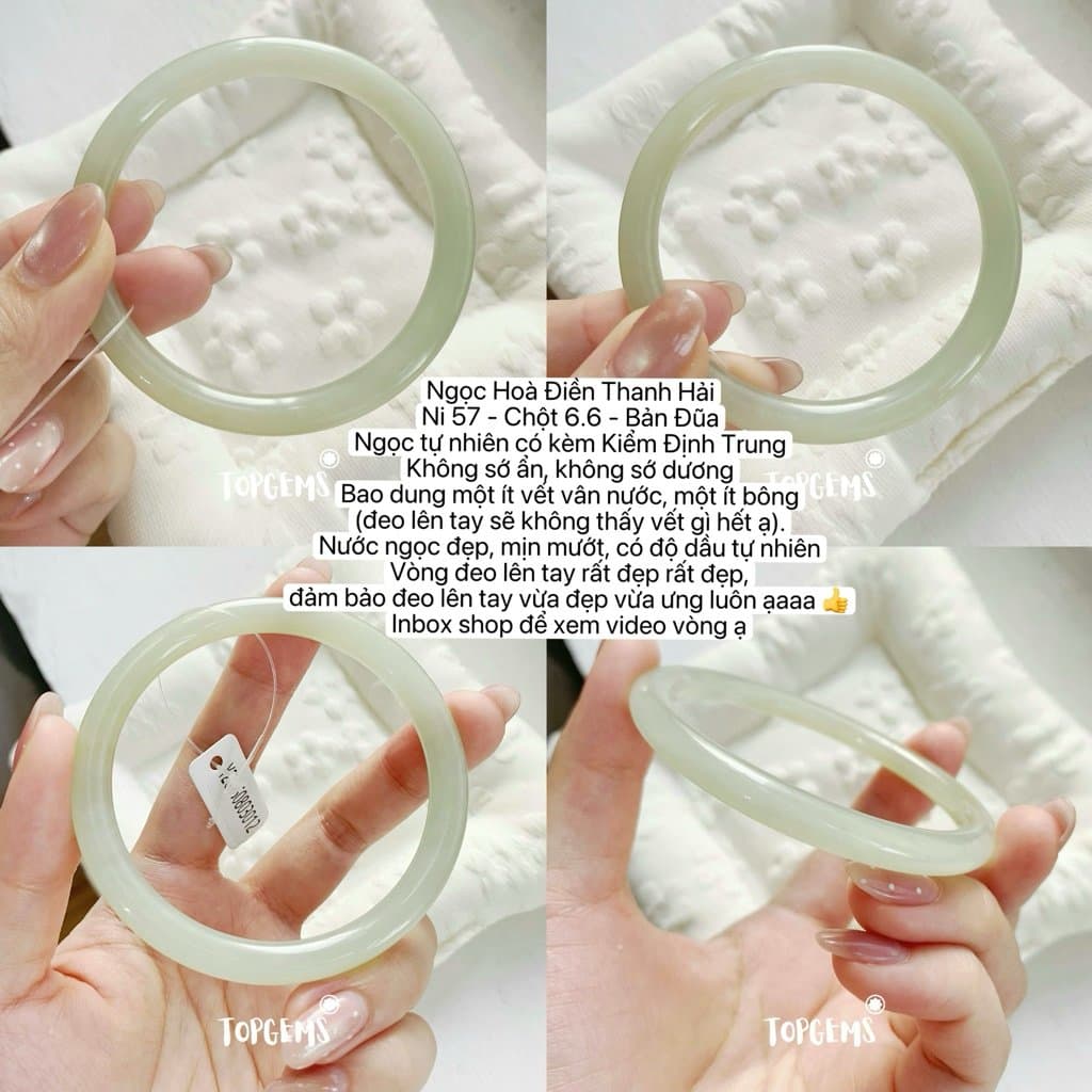 Tổng Hợp Vòng Bản Ngọc Hoà Điền Tự Nhiên Hàng Đẹp TOPGEMS Vòng Bản Đũa Vòng Bản Hẹ Vòng Dingdang Ngọc Hoà Điền Tự Nhiên S525 - Ảnh bìa