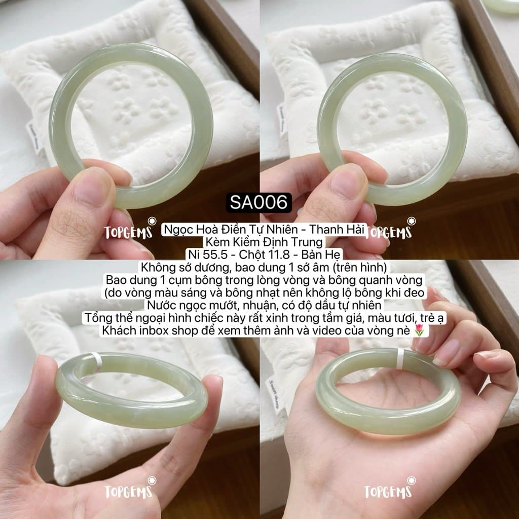 Tổng Hợp Vòng Bản Ngọc Hoà Điền Tự Nhiên Hàng Đẹp TOPGEMS Vòng Bản Đũa Vòng Bản Hẹ Vòng Dingdang SA006 - Ảnh bìa