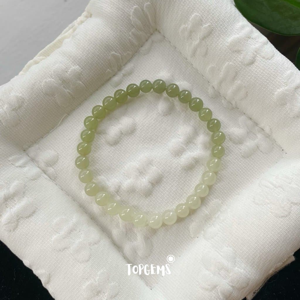 Chuỗi Vòng Tay Ngọc Hoà Điền Tự Nhiên Thanh Hải Thanh Thuỷ 8 Li Nước Ngọc Trong Mướt TOPGEMS - SHIP HOẢ TỐC CÓ TẶNG HỘP