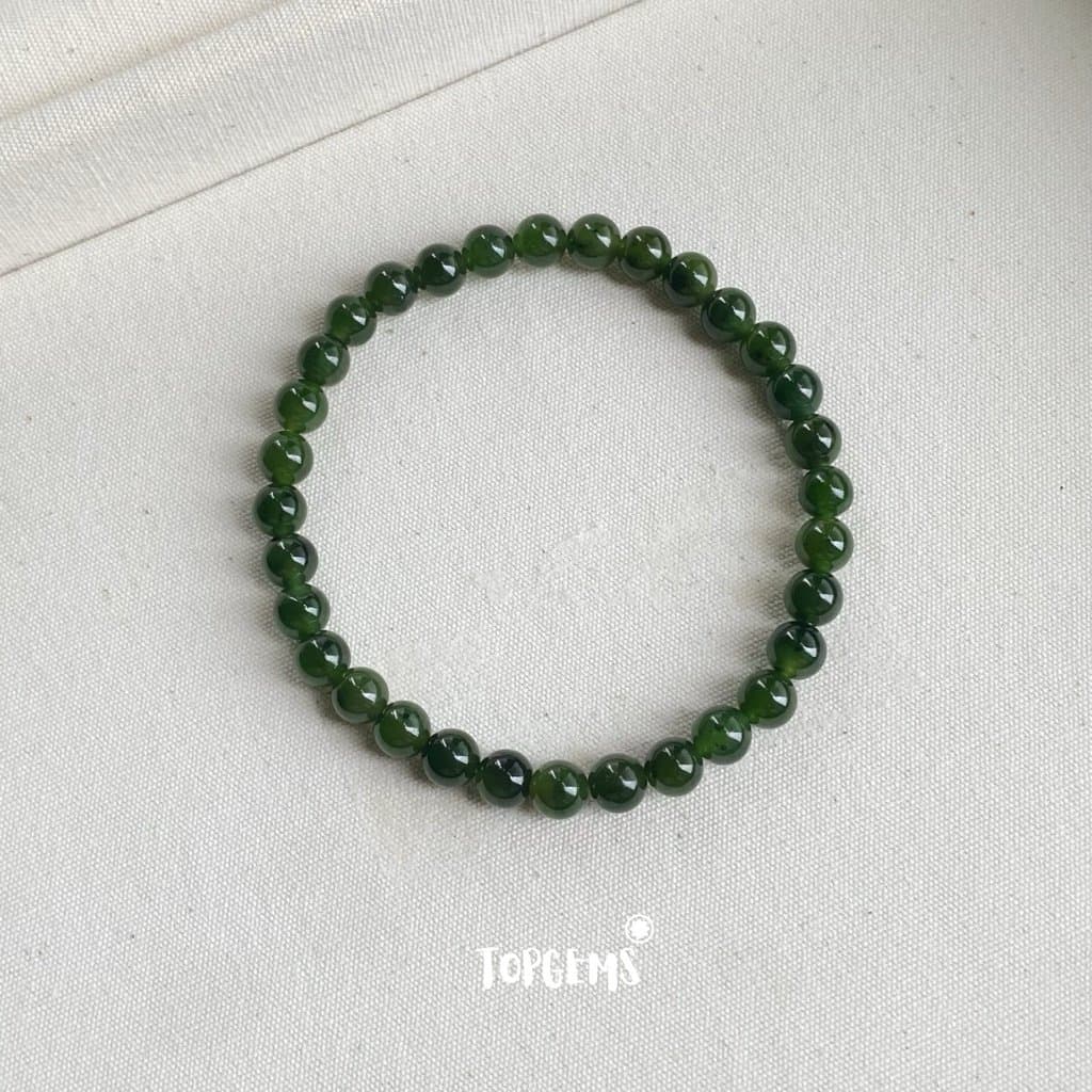 Vòng Chuỗi Ngọc Hoà Điền Tự Nhiên Ngọc Bích 6mm Khoáng Già Hàng Đẹp Nước Ngọc Trong TOPGEMS - SHIP HOẢ TỐC TẶNG KÈM HỘP VA005 - Ảnh bìa