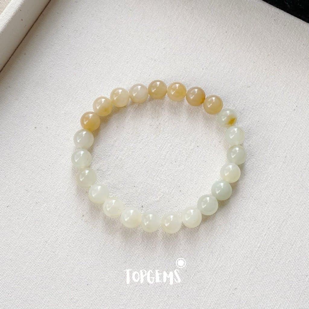 Vòng Tay Chuỗi Mật Ngọc Hoà Điền Tự Nhiên 8 Li TOPGEMS - SHIP HOẢ TỐC TẶNG KÈM HỘP