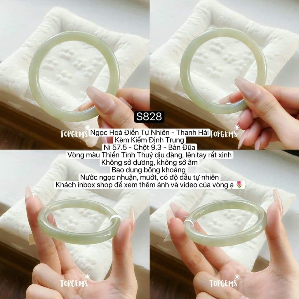 Tổng Hợp Vòng Bản Ngọc Hoà Điền Tự Nhiên Hàng Đẹp TOPGEMS Vòng Bản Đũa Vòng Bản Hẹ Vòng Dingdang S828 - Ảnh bìa