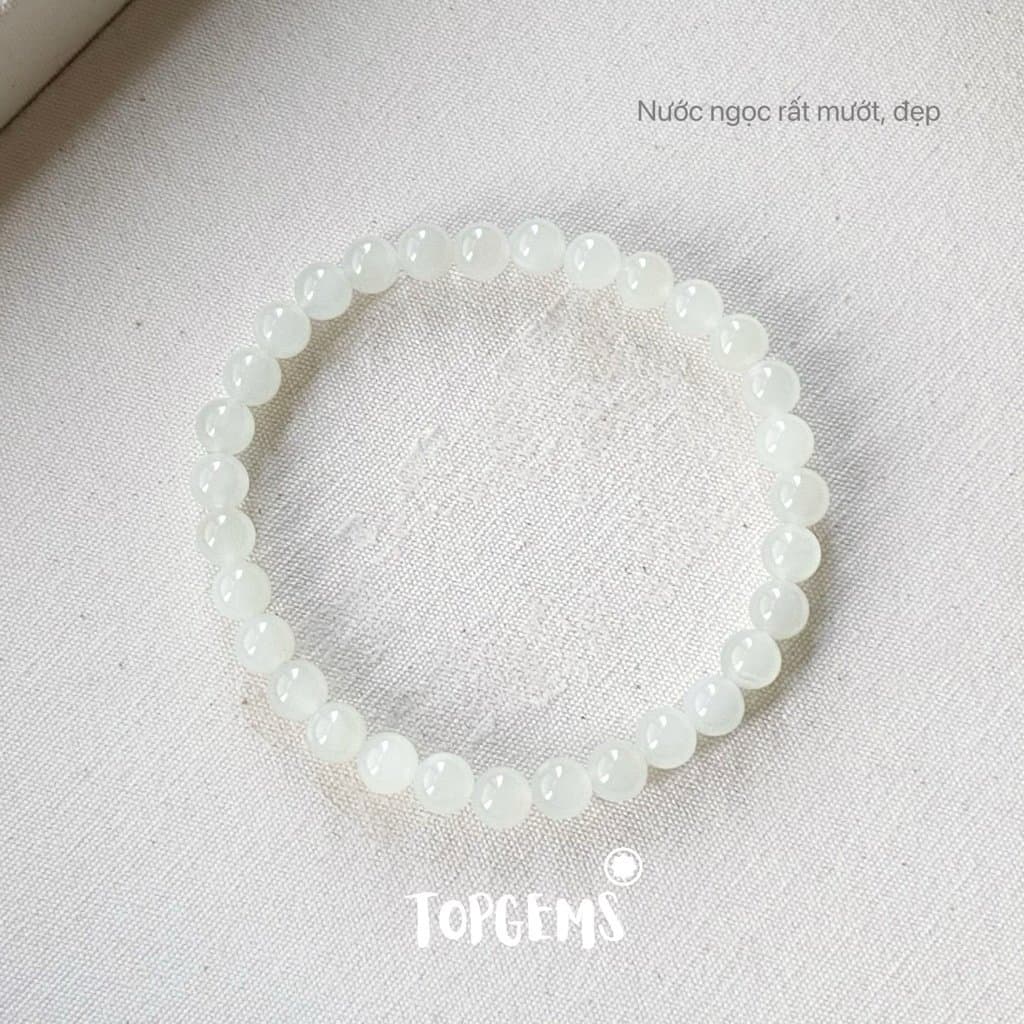Vòng Tay Chuỗi Ngọc Hoà Điền Tự Nhiên Bạch Ngọc 6mm TOPGEMS - SHIP HOẢ TỐC TẶNG KÈM HỘP
