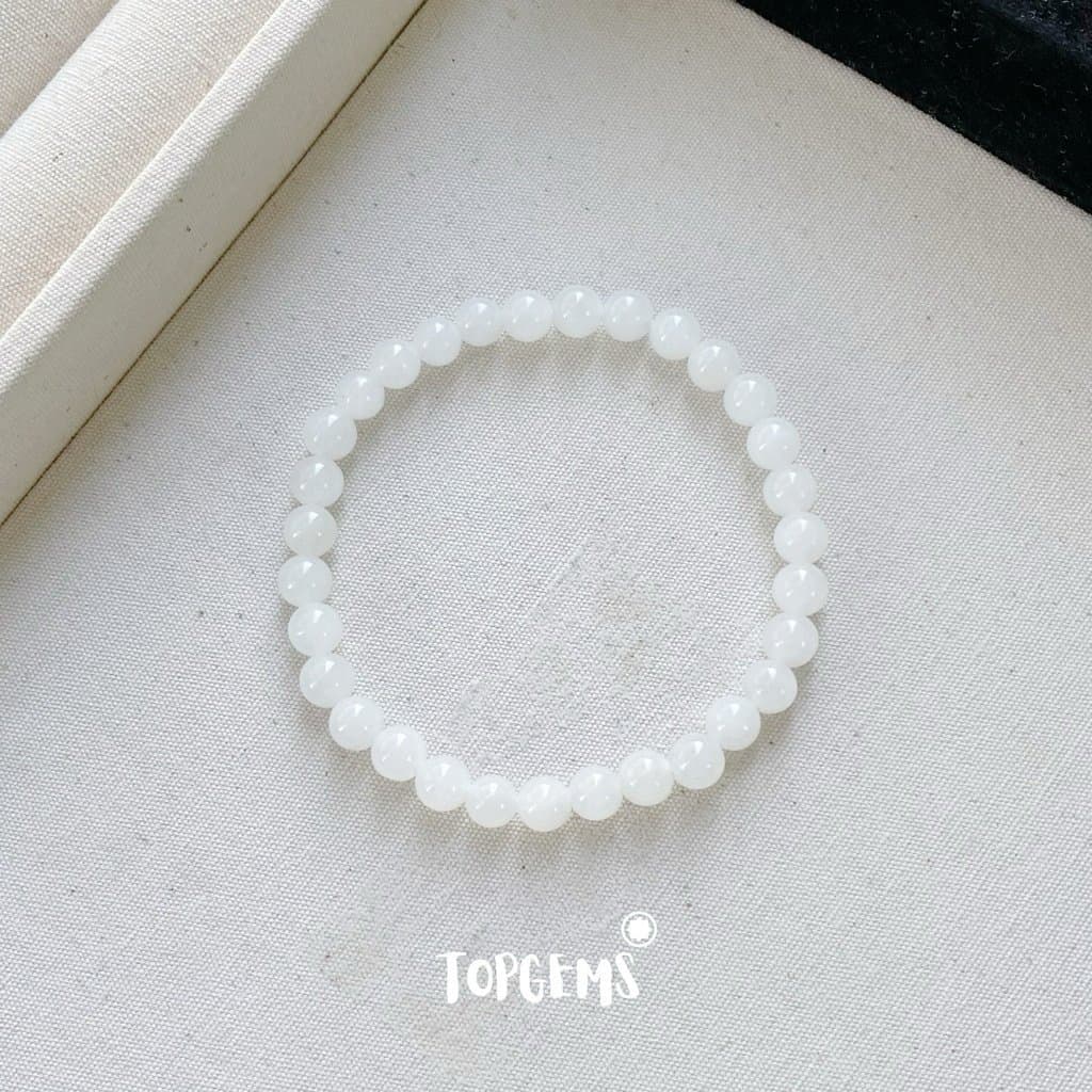 Vòng Tay Chuỗi Ngọc Hoà Điền Tự Nhiên Bạch Ngọc 6mm TOPGEMS - SHIP HOẢ TỐC TẶNG KÈM HỘP