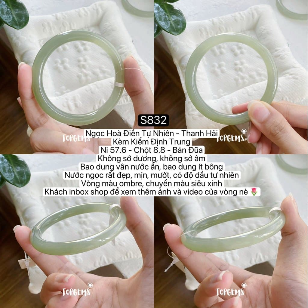 Tổng Hợp Vòng Bản Ngọc Hoà Điền Tự Nhiên Hàng Đẹp TOPGEMS Vòng Bản Đũa Vòng Bản Hẹ Vòng Dingdang S832 - Ảnh bìa