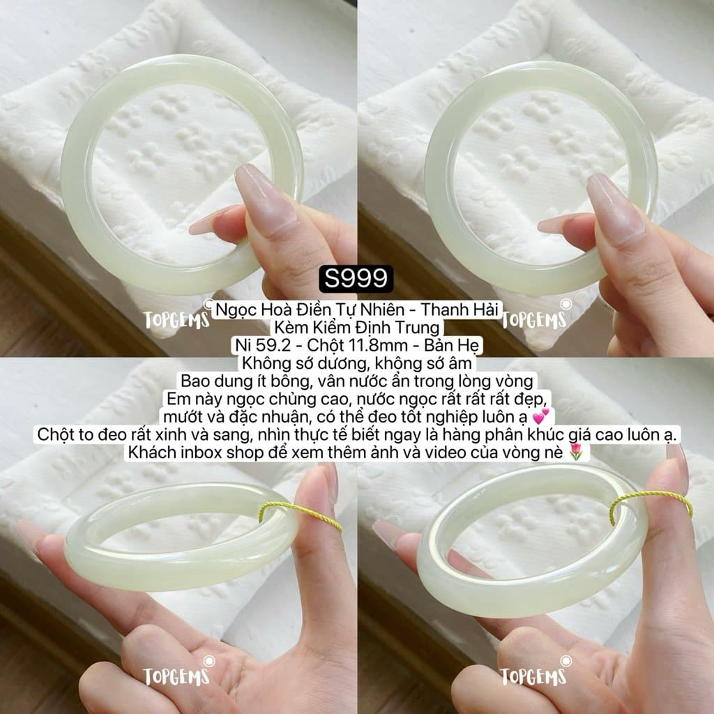 Tổng Hợp Vòng Bản Ngọc Hoà Điền Tự Nhiên Hàng Đẹp TOPGEMS Vòng Bản Đũa Vòng Bản Hẹ Vòng Dingdang