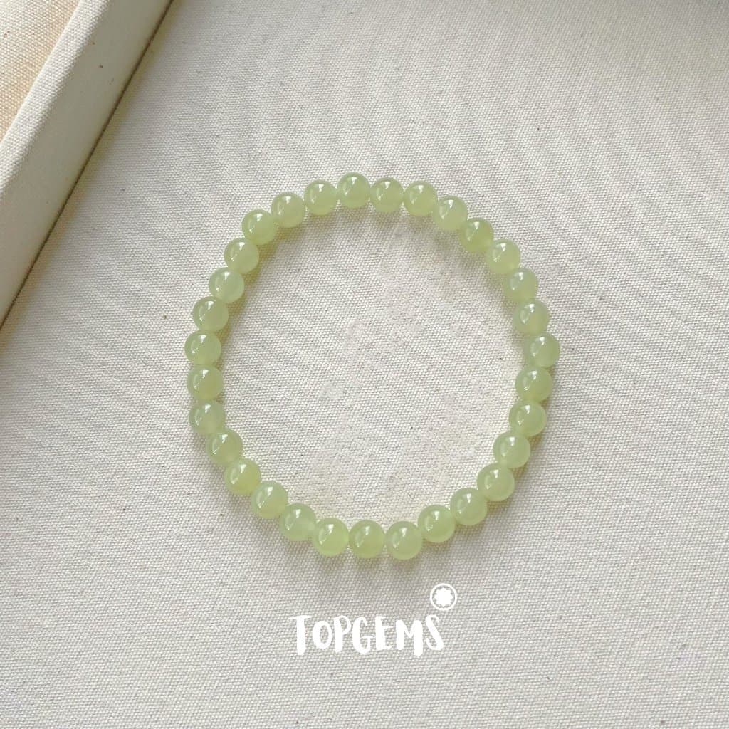 Vòng Tay Chuỗi Ngọc Hoà Điền Thanh Hải Tự Nhiên 6 Li TOPGEMS - Hàng Loại Đẹp Nước Ngọc Trong Mịn Mướt - SHIP HOẢ TỐC