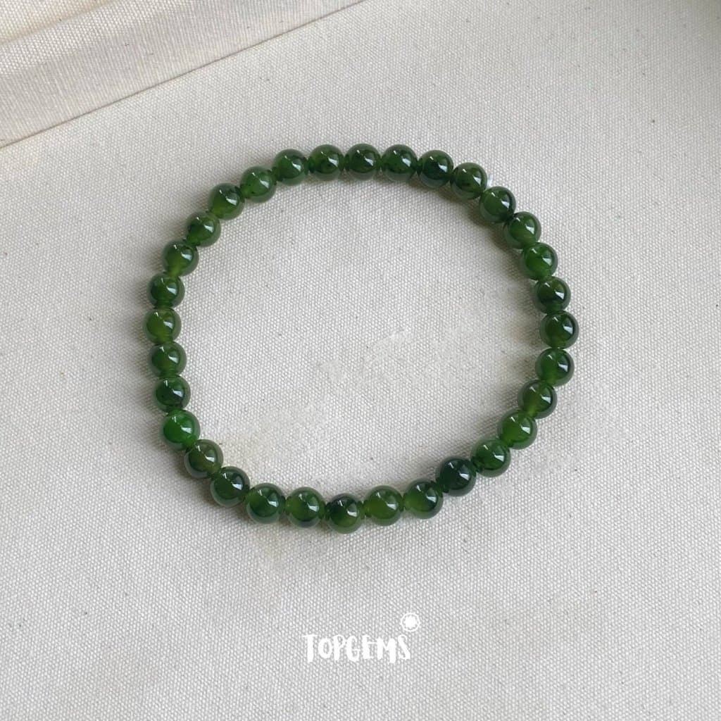 Vòng Chuỗi Ngọc Hoà Điền Tự Nhiên Ngọc Bích 6mm Khoáng Già Hàng Đẹp Nước Ngọc Trong TOPGEMS - SHIP HOẢ TỐC TẶNG KÈM HỘP VA001 - Ảnh bìa