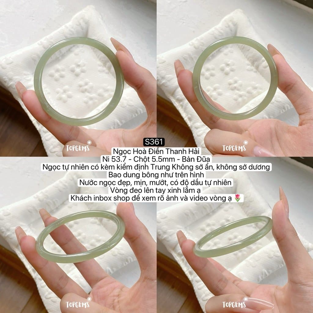 Tổng Hợp Vòng Bản Ngọc Hoà Điền Tự Nhiên TOPGEMS Vòng Nhập Môn Phúc Lợi Vòng Bản Hẹ Vòng Bản Đũa Ngọc Hoà Điền Tự Nhiên S361 - Ảnh bìa