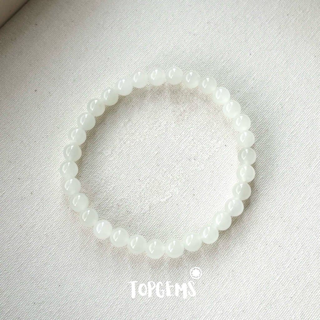 Vòng Tay Chuỗi Ngọc Hoà Điền Tự Nhiên Bạch Ngọc 6mm TOPGEMS - SHIP HOẢ TỐC TẶNG KÈM HỘP