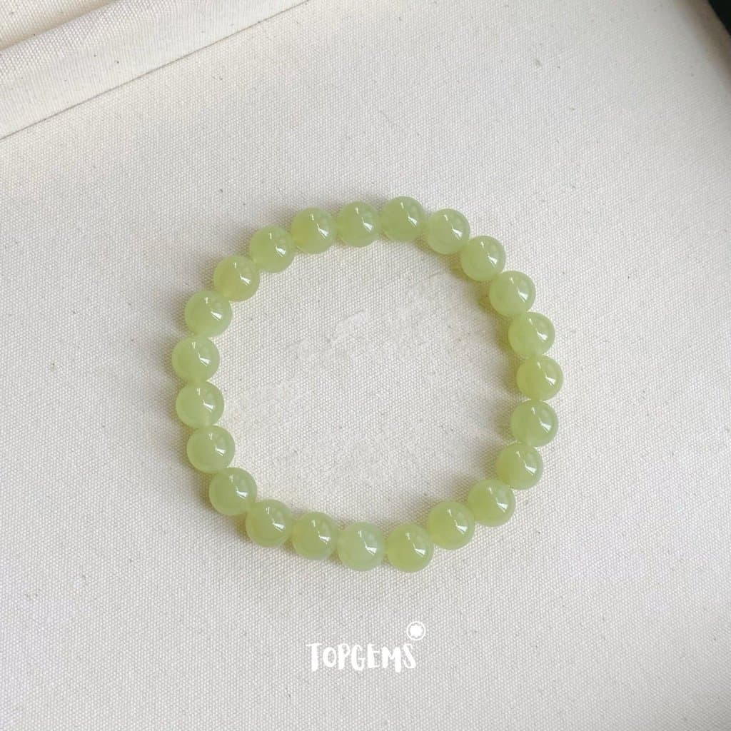 Chuỗi Vòng Tay Ngọc Hoà Điền Tự Nhiên Thanh Hải Thanh Thuỷ 8 Li Nước Ngọc Trong Mướt TOPGEMS - SHIP HOẢ TỐC CÓ TẶNG HỘP
