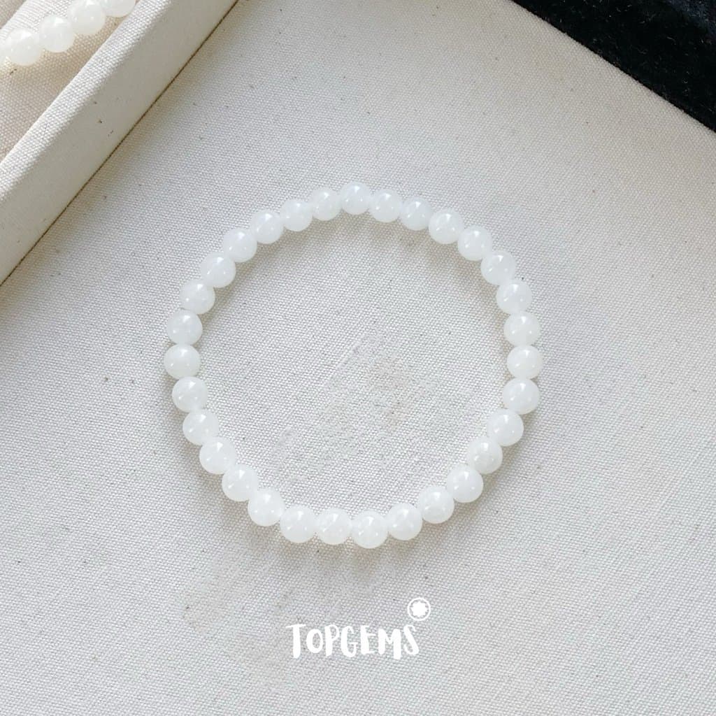 Vòng Tay Chuỗi Ngọc Hoà Điền Tự Nhiên Bạch Ngọc 6mm TOPGEMS - SHIP HOẢ TỐC TẶNG KÈM HỘP VA388 - Ảnh bìa