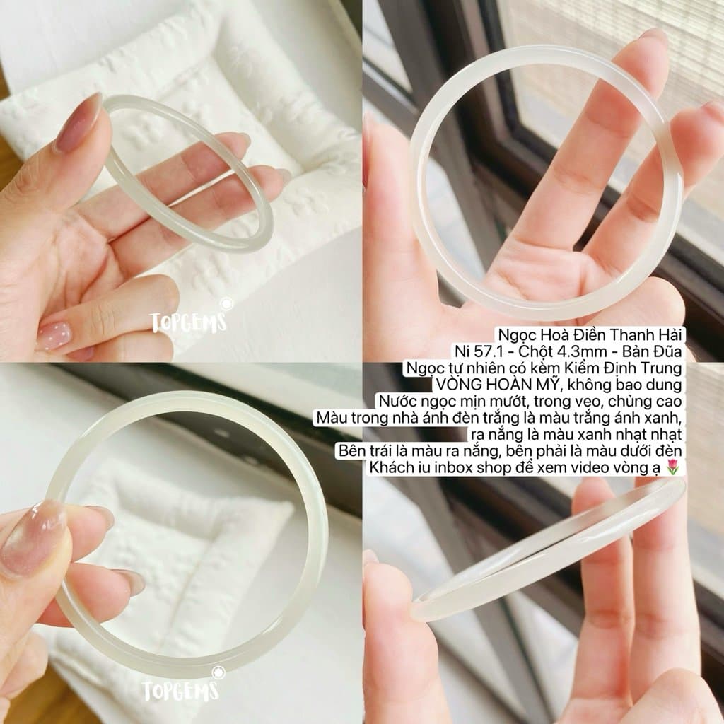 Tổng Hợp Vòng Bản Ngọc Hoà Điền Tự Nhiên Hàng Đẹp TOPGEMS Vòng Bản Đũa Vòng Bản Hẹ Vòng Dingdang Ngọc Hoà Điền Tự Nhiên S520 - Ảnh bìa