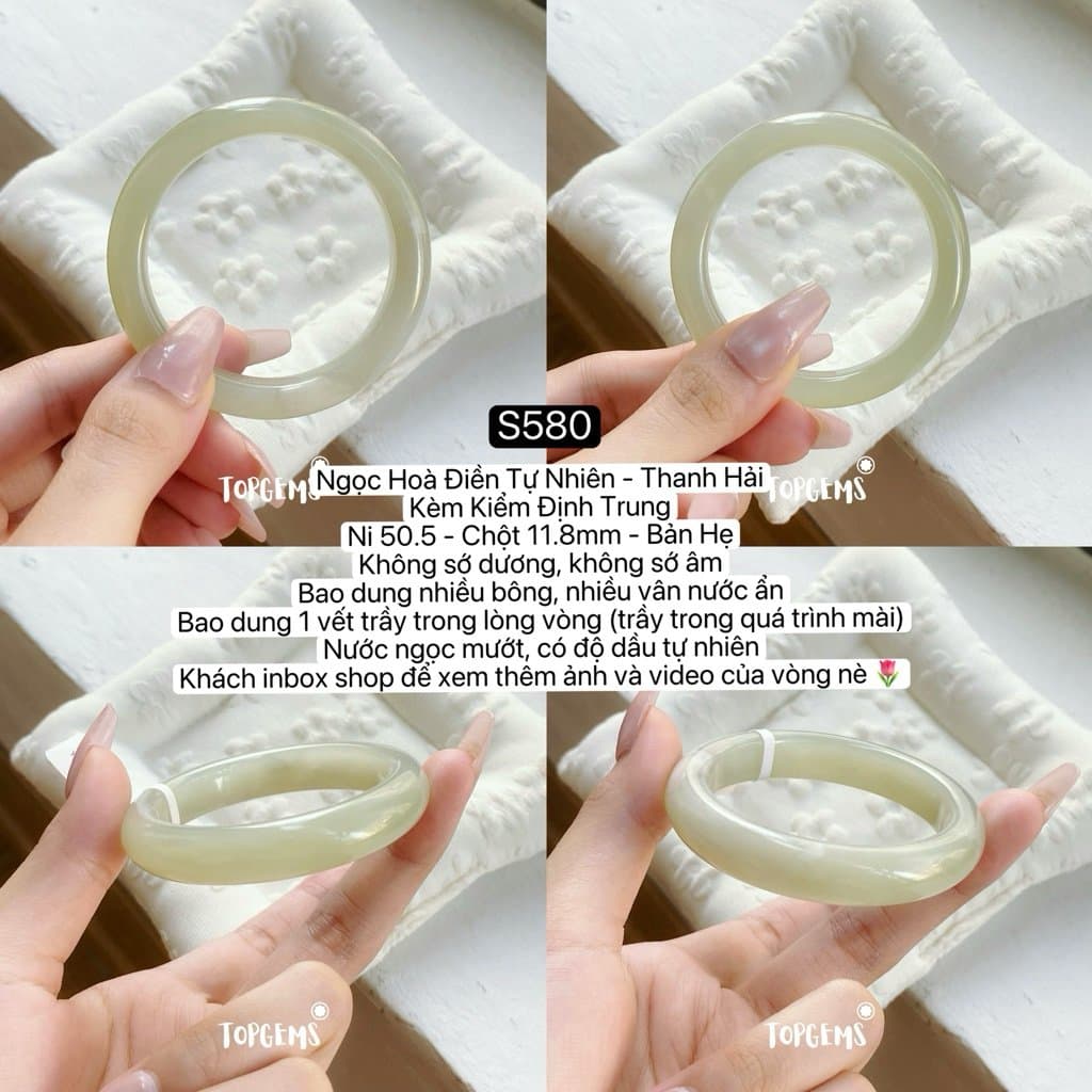 Tổng Hợp Vòng Bản Ngọc Hoà Điền Tự Nhiên TOPGEMS Vòng Nhập Môn Phúc Lợi Vòng Bản Hẹ Vòng Bản Đũa Ngọc Hoà Điền Tự Nhiên S580 - Ảnh bìa