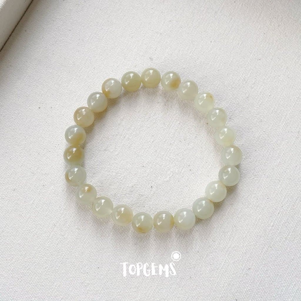 Vòng Tay Chuỗi Mật Ngọc Hoà Điền Tự Nhiên 8 Li TOPGEMS - SHIP HOẢ TỐC TẶNG KÈM HỘP